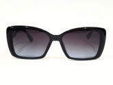 Chanel Black Square Sunglasses with Gradient Lenses and Gold Accents.